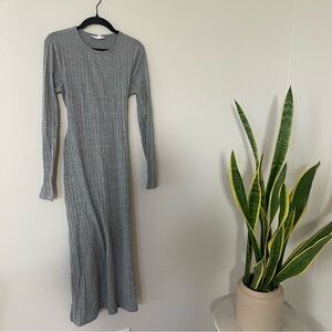 Gray Ribbed Knit Dress